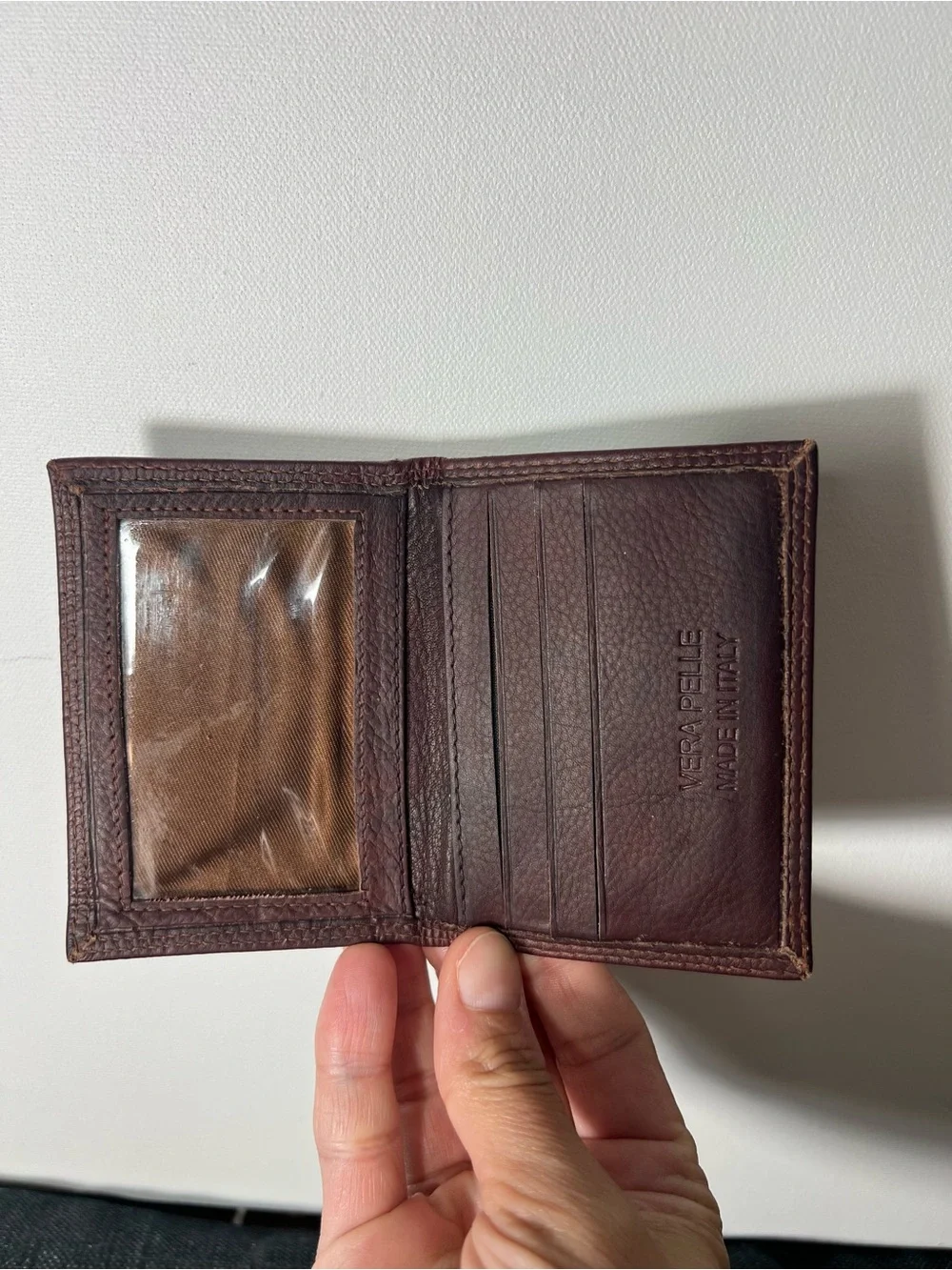 Vintage Borgo Etruschi Vera Pelle Italian Leather Bifold Wallet Dark Burgundy